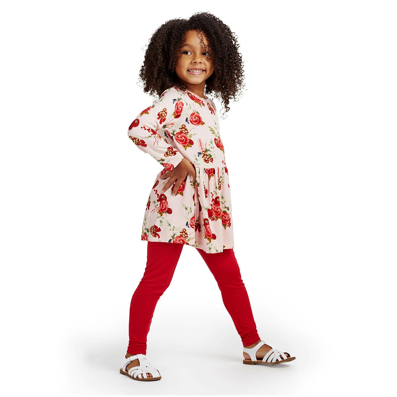 Print LS Playtime Outfit Set Baby Rose Holiday Floral