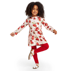 Print LS Playtime Outfit Set Baby Rose Holiday Floral