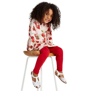 Print LS Playtime Outfit Set Baby Rose Holiday Floral