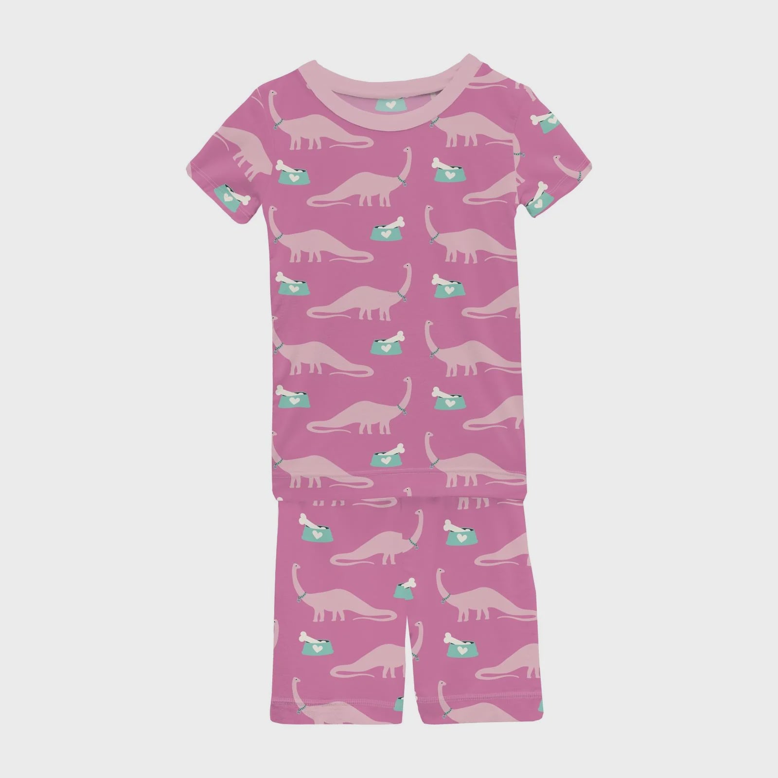 Print Short Sleeve Pajama Set with Shorts-Tulip Pet Dino