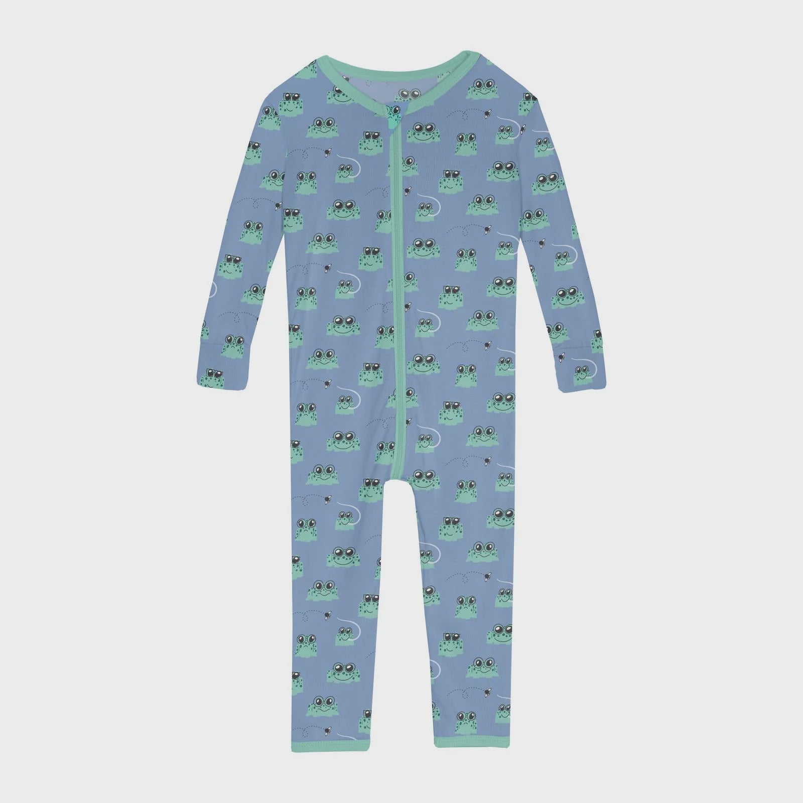 Convertible Sleeper with Zipper-Dream Blue Bespeckled Frogs