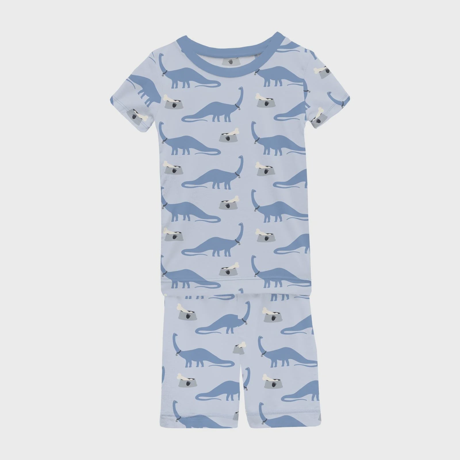 Print Short Sleeve Pajama Set with Shorts-Dew Pet Dino