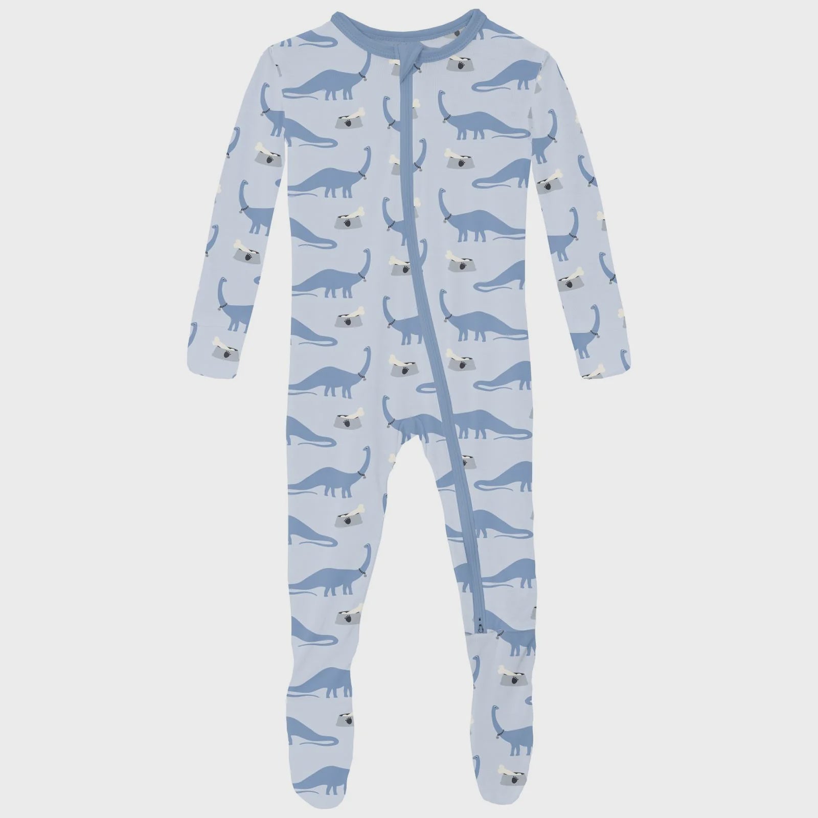 Print Footie with 2 Way Zipper-Dew Pet Dino