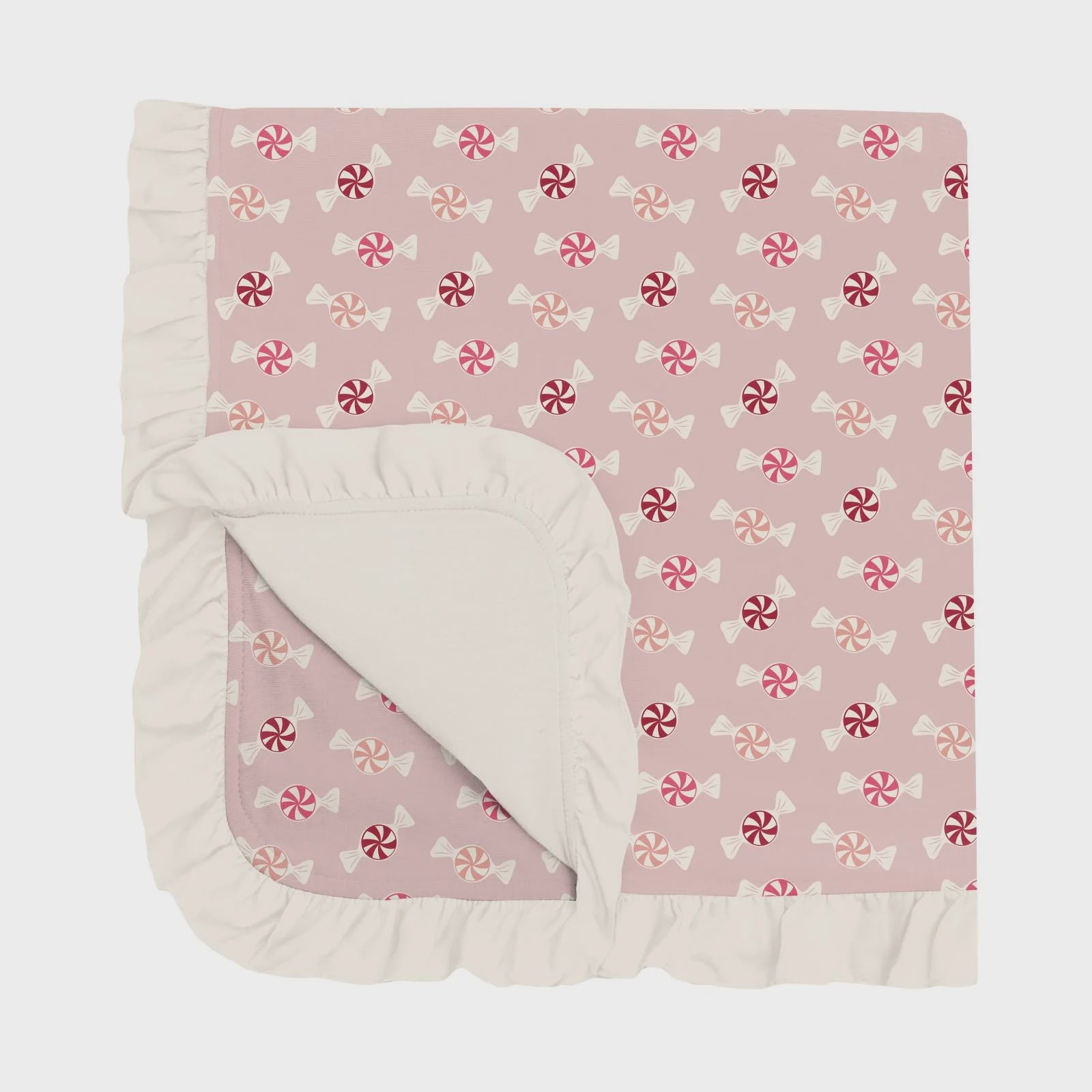 Kickee Ruffle Stroller Blanket-Baby Rose Peppermints