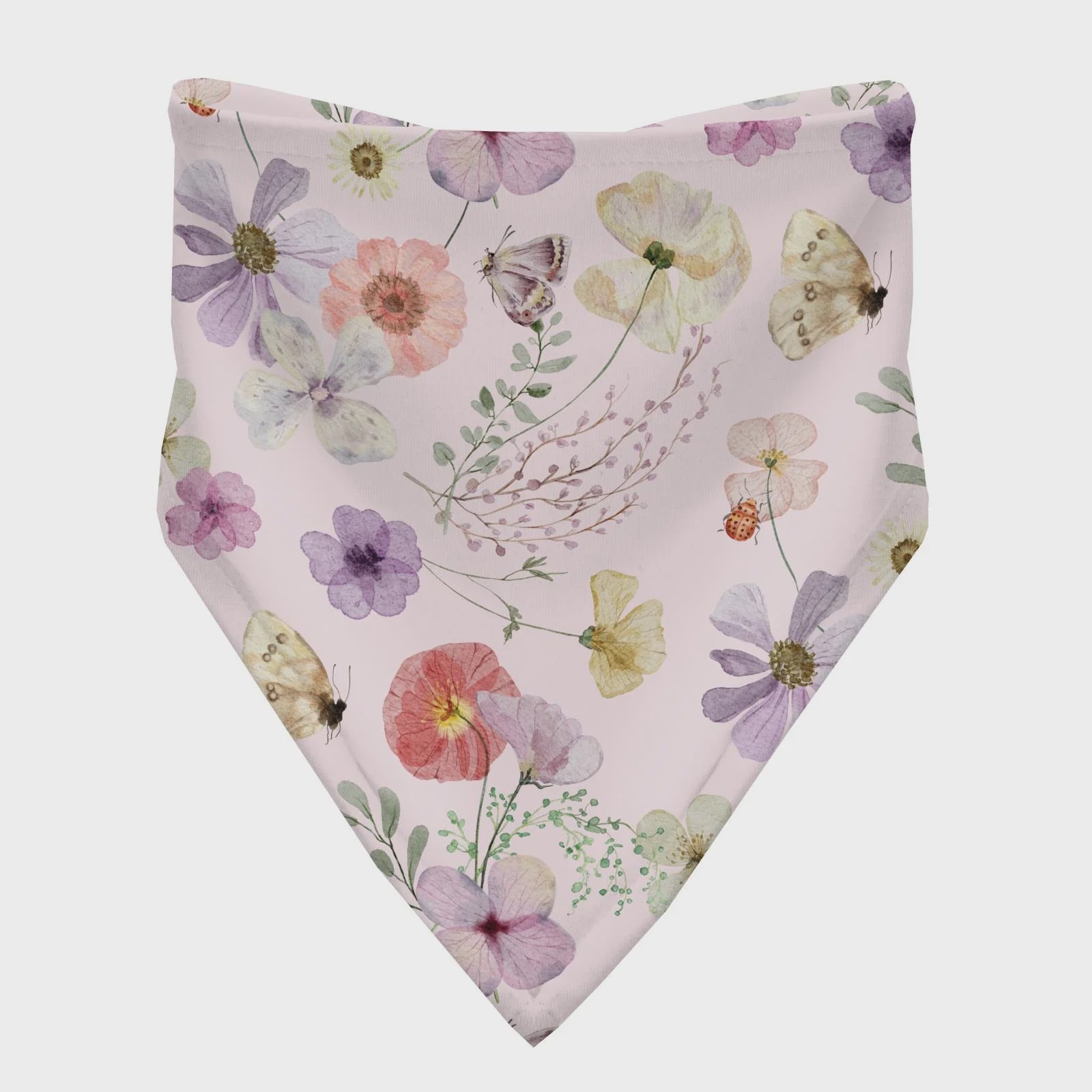 Kickee Bandana Bib-Shrinking Violet Pressed Flowers