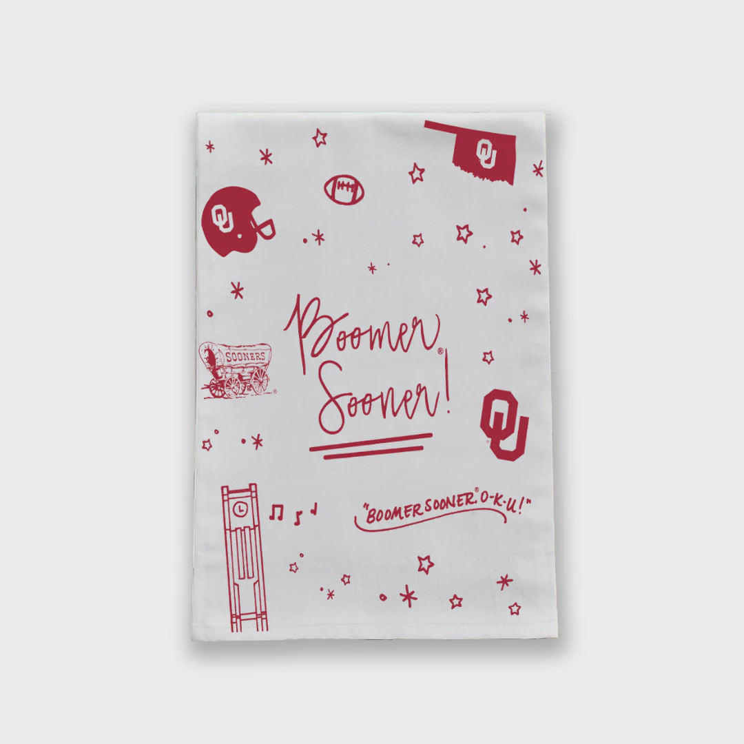 Boomer Sooner Confetti Tea Towel