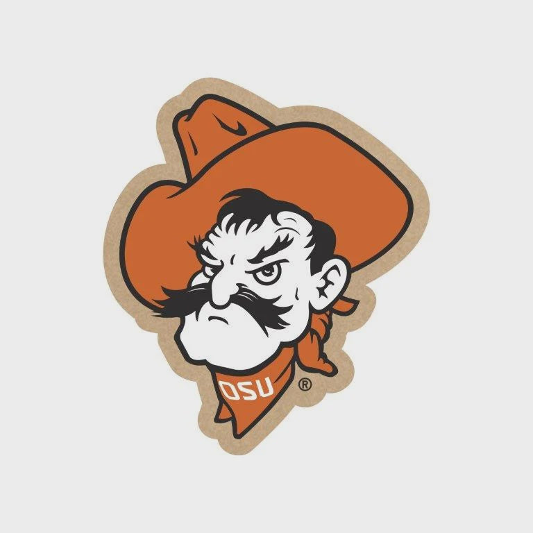 Oklahoma State Pistol Pete Wood Magnet