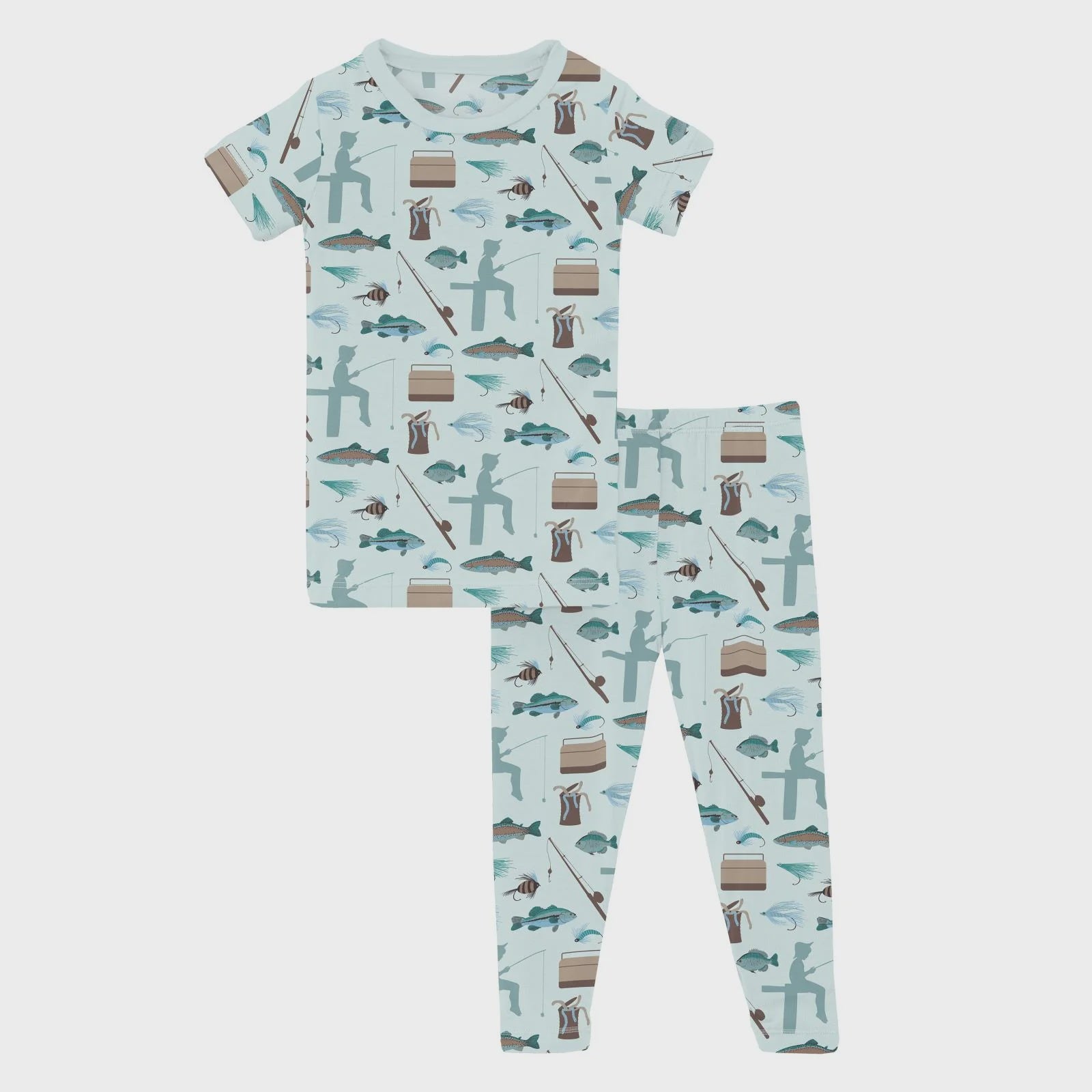 Kickee Print Short Sleeve Pajama Set-Fresh Air Fishing