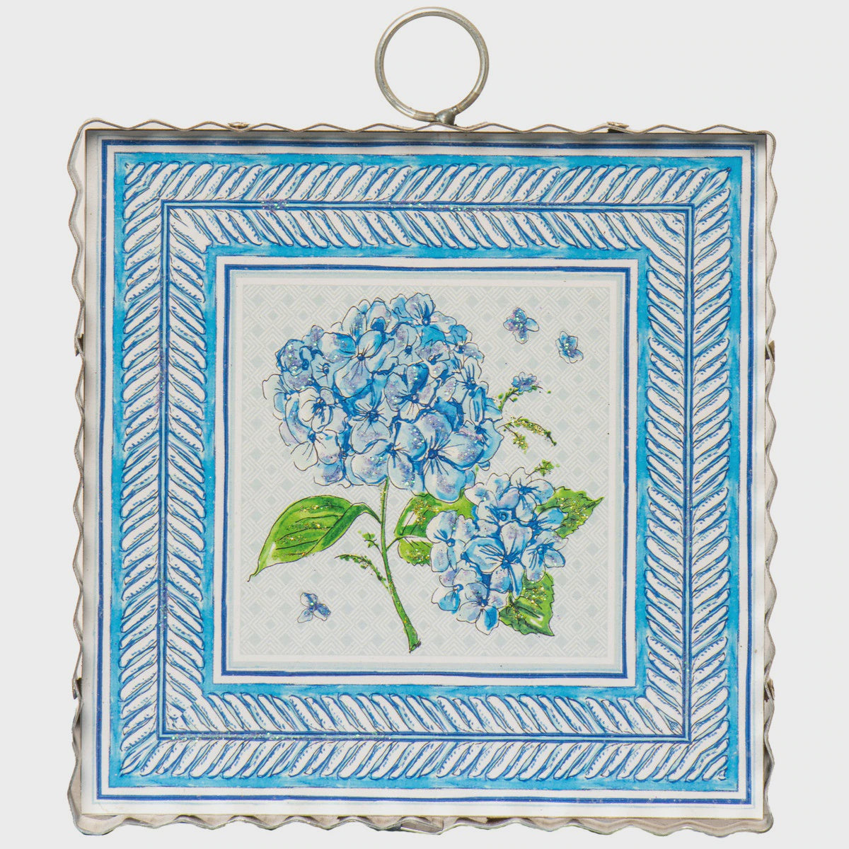 Mini Hamilton Galvanized Art-Blue Hydrangea