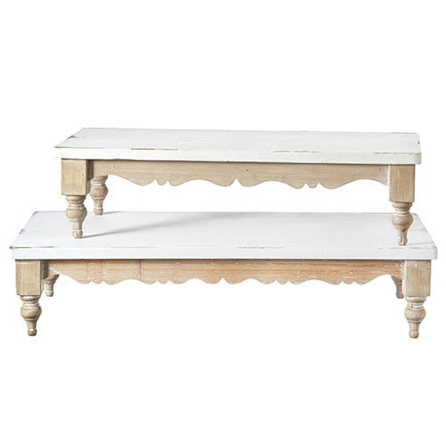 Raz Imports 22" Distressed Riser-White