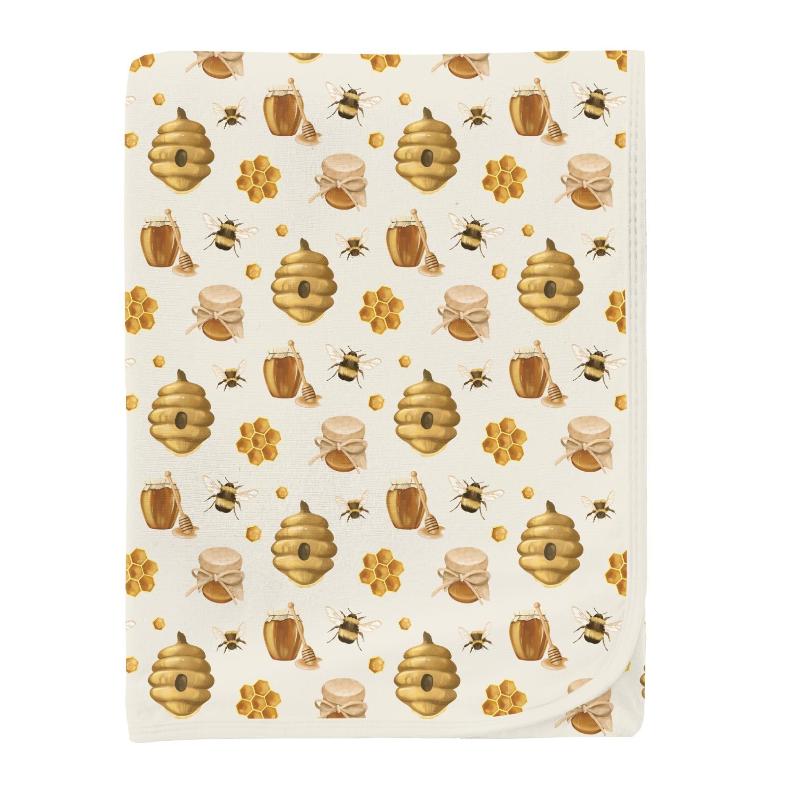 Print Swaddling Blanket Natural Bees & Honey