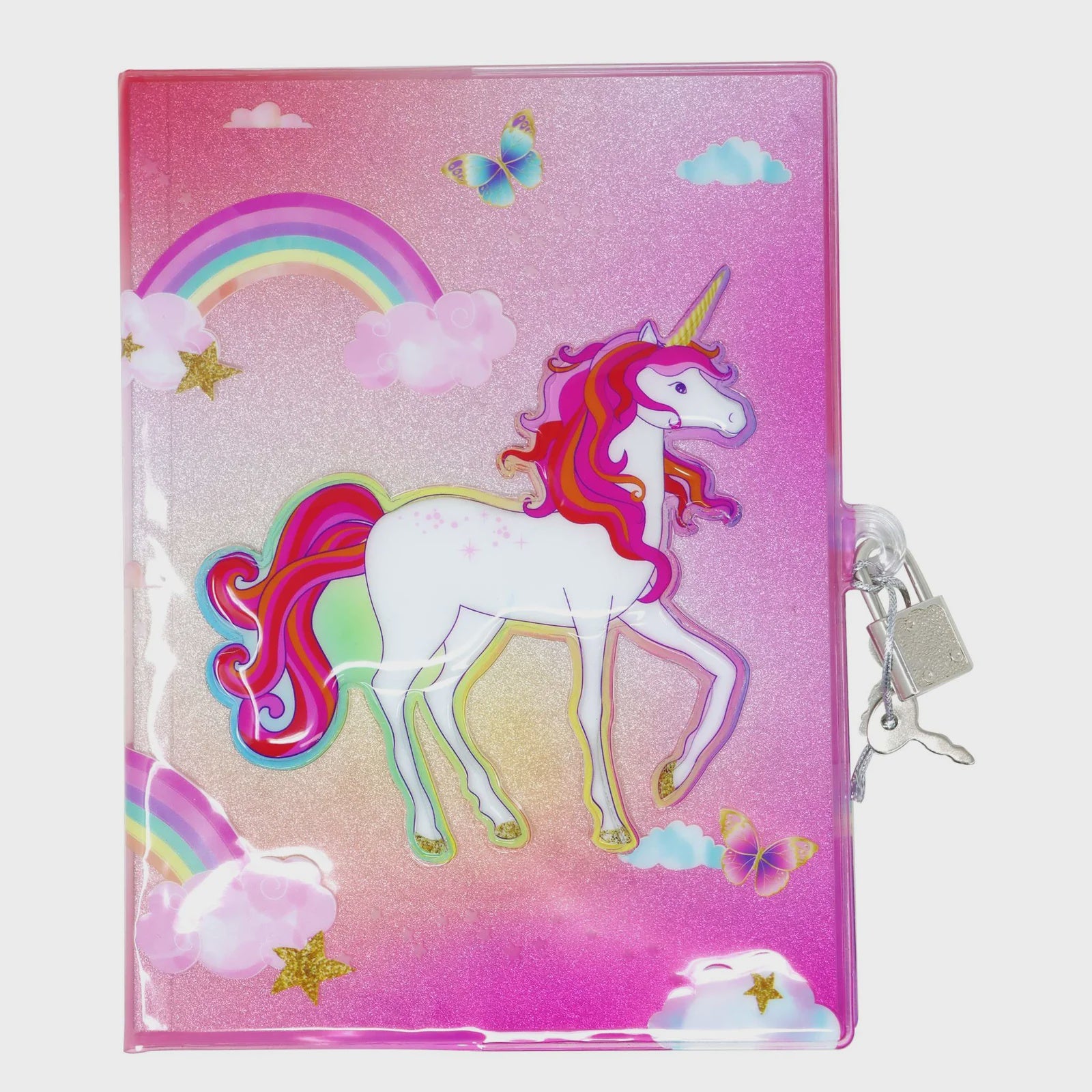 Unicorn Butterfly 3D Lockable Diary