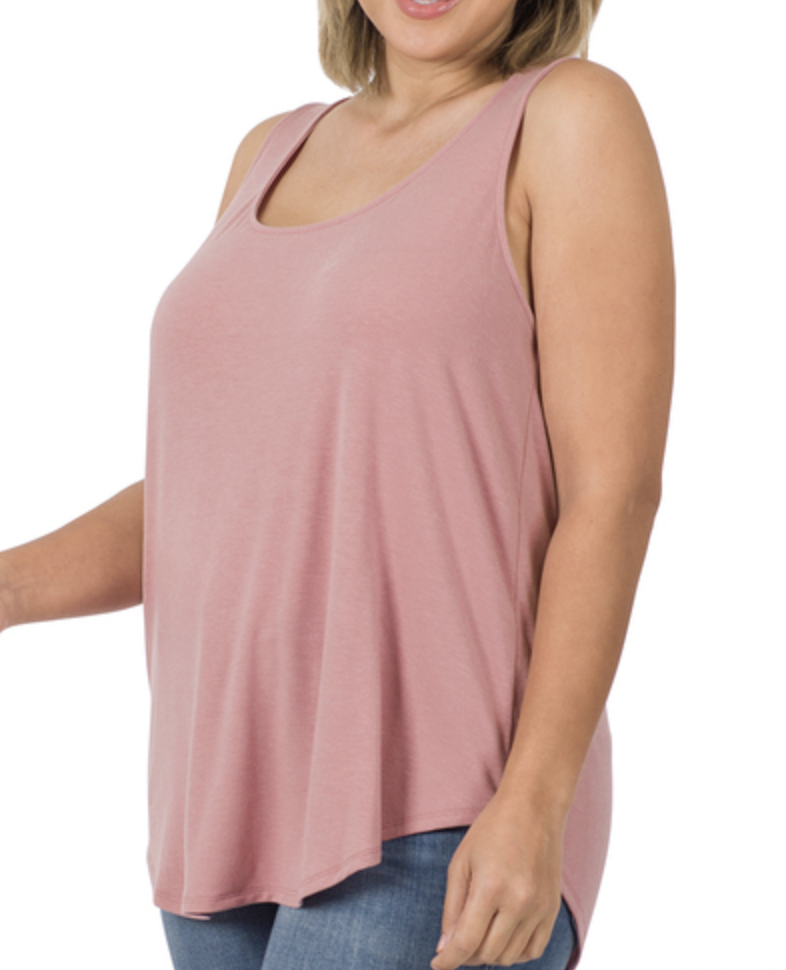Emmie Lt Rose Basic Round Neck Tank