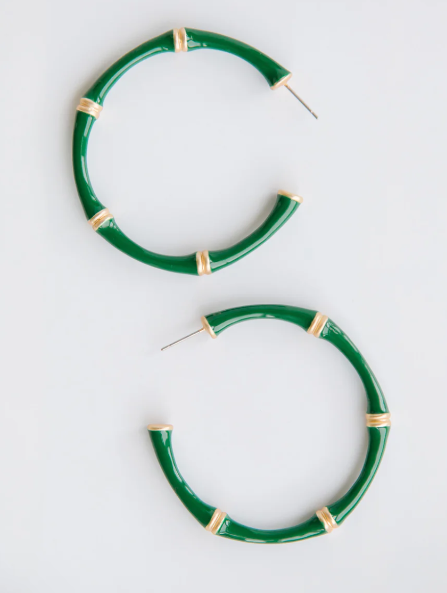 Charleston Forest Green 2.25" Hoop Ear Rings