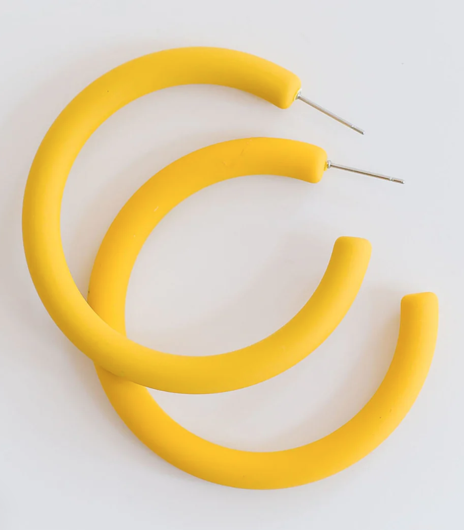 Gray Mustard 2" Hoop Ear Rings