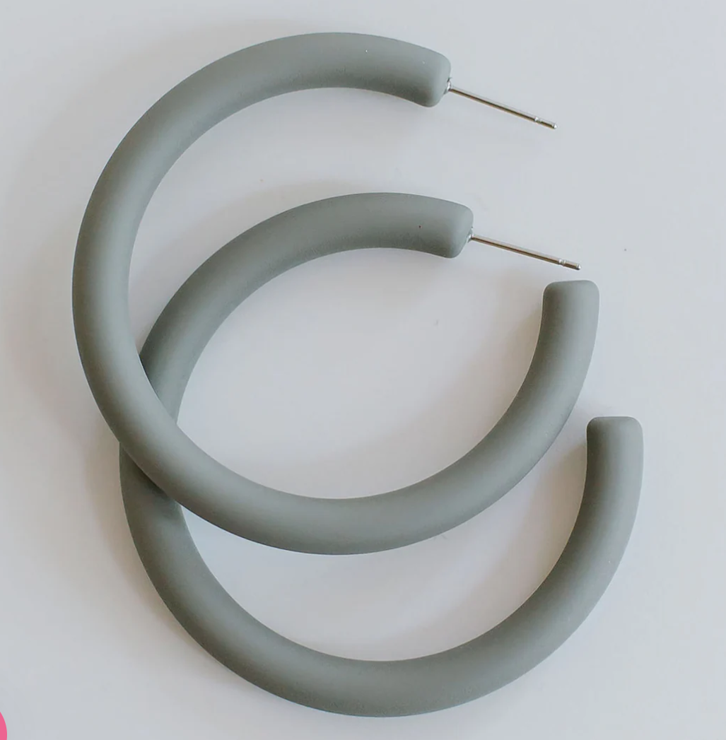 Gray 2" Hoop Ear Rings