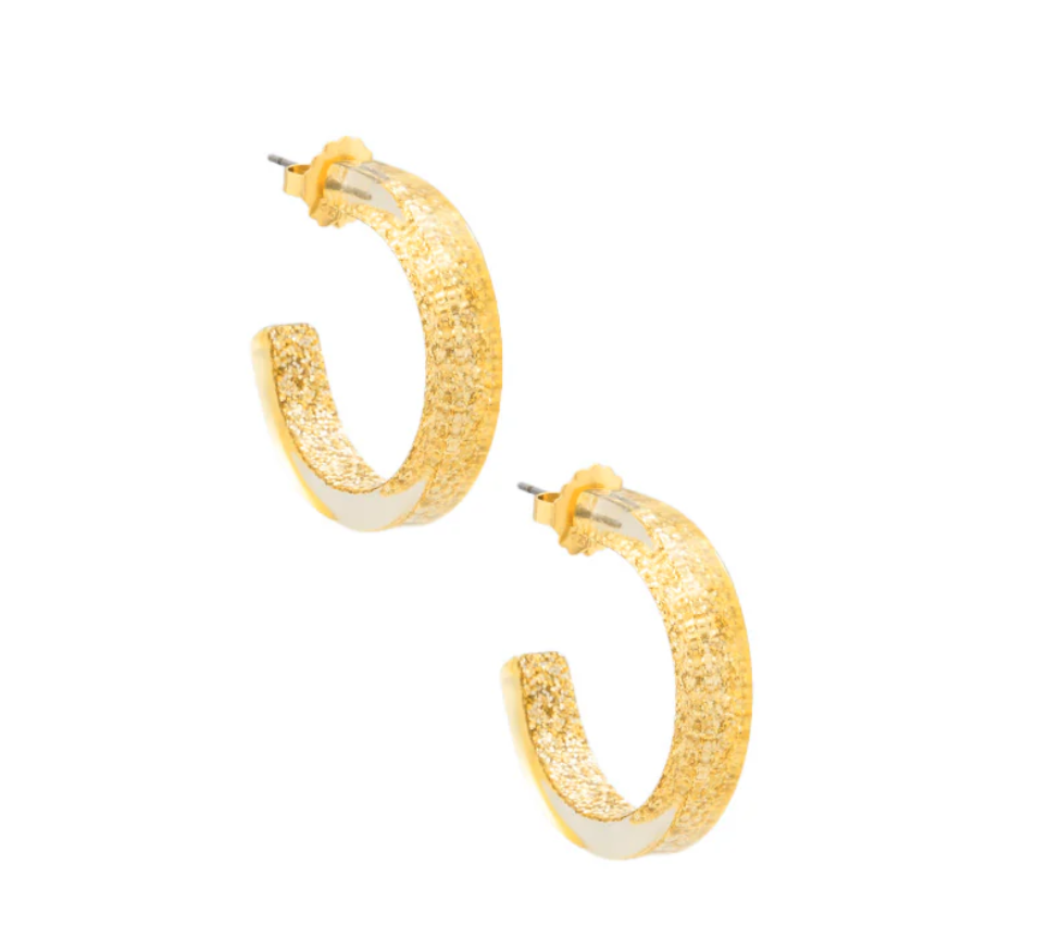 Small Resin Open Hoop Earring-Gold