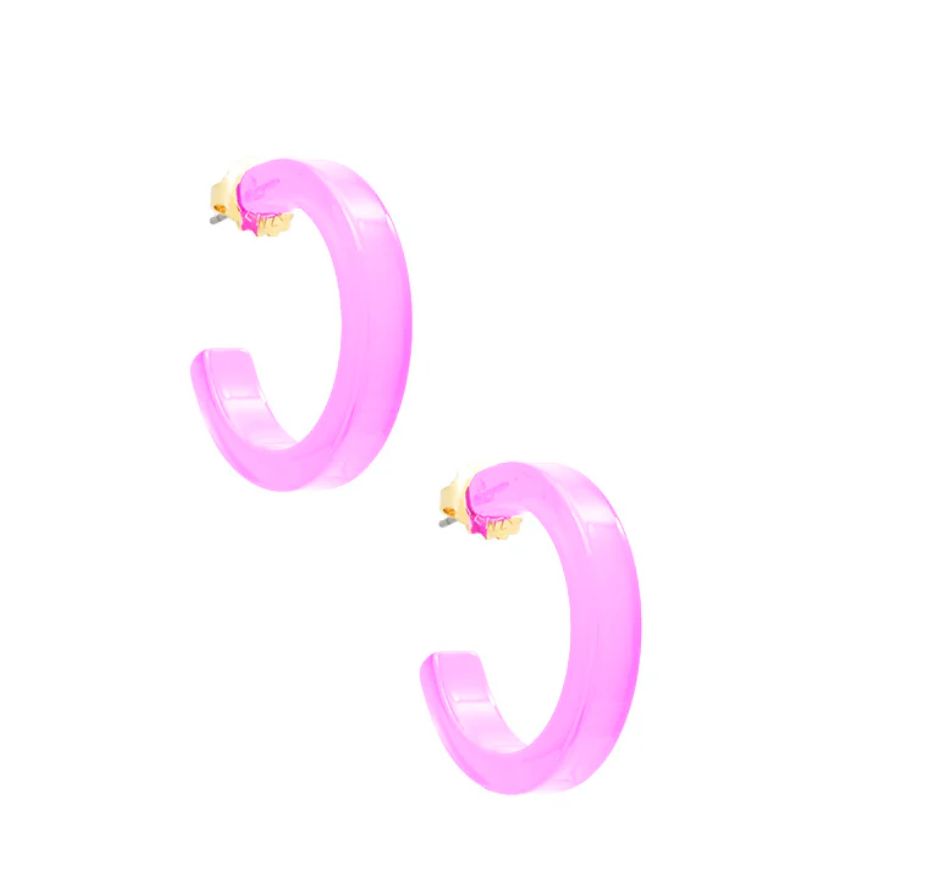 Small Resin Open Hoop Earring-Lavender