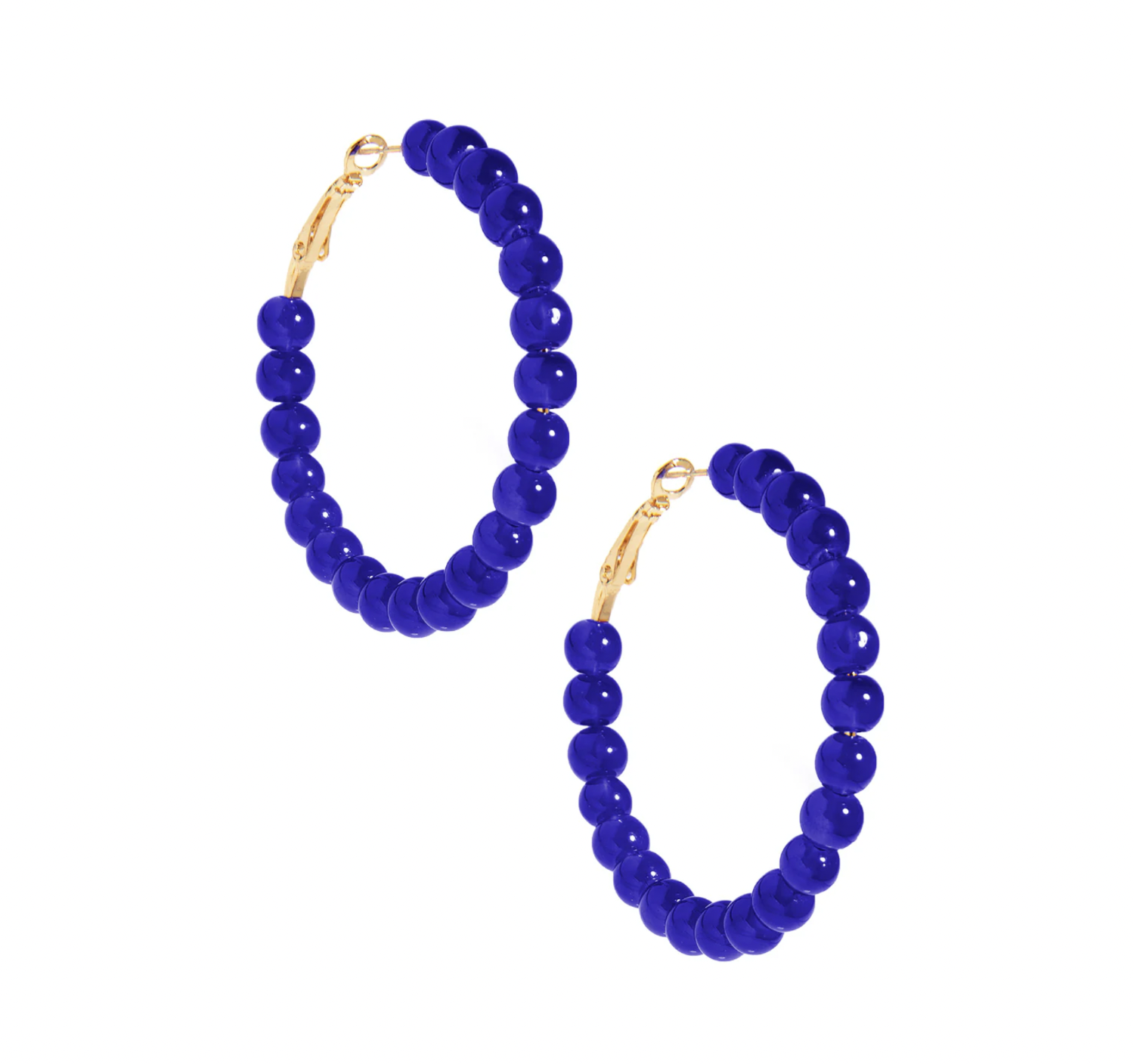 Medium Glass Bead Hoop Earring-Cobalt