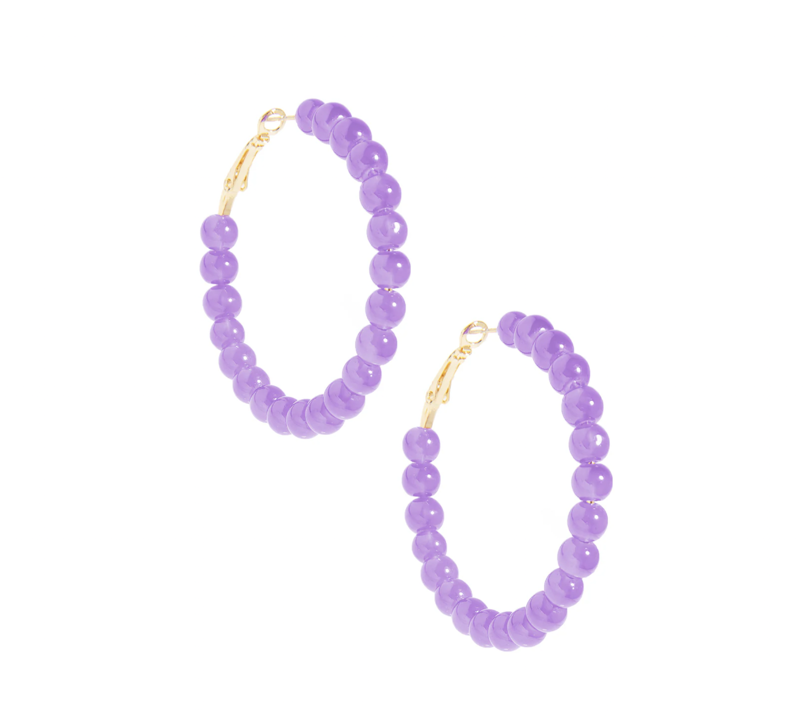 Medium Glass Bead Hoop Earring-Lavender