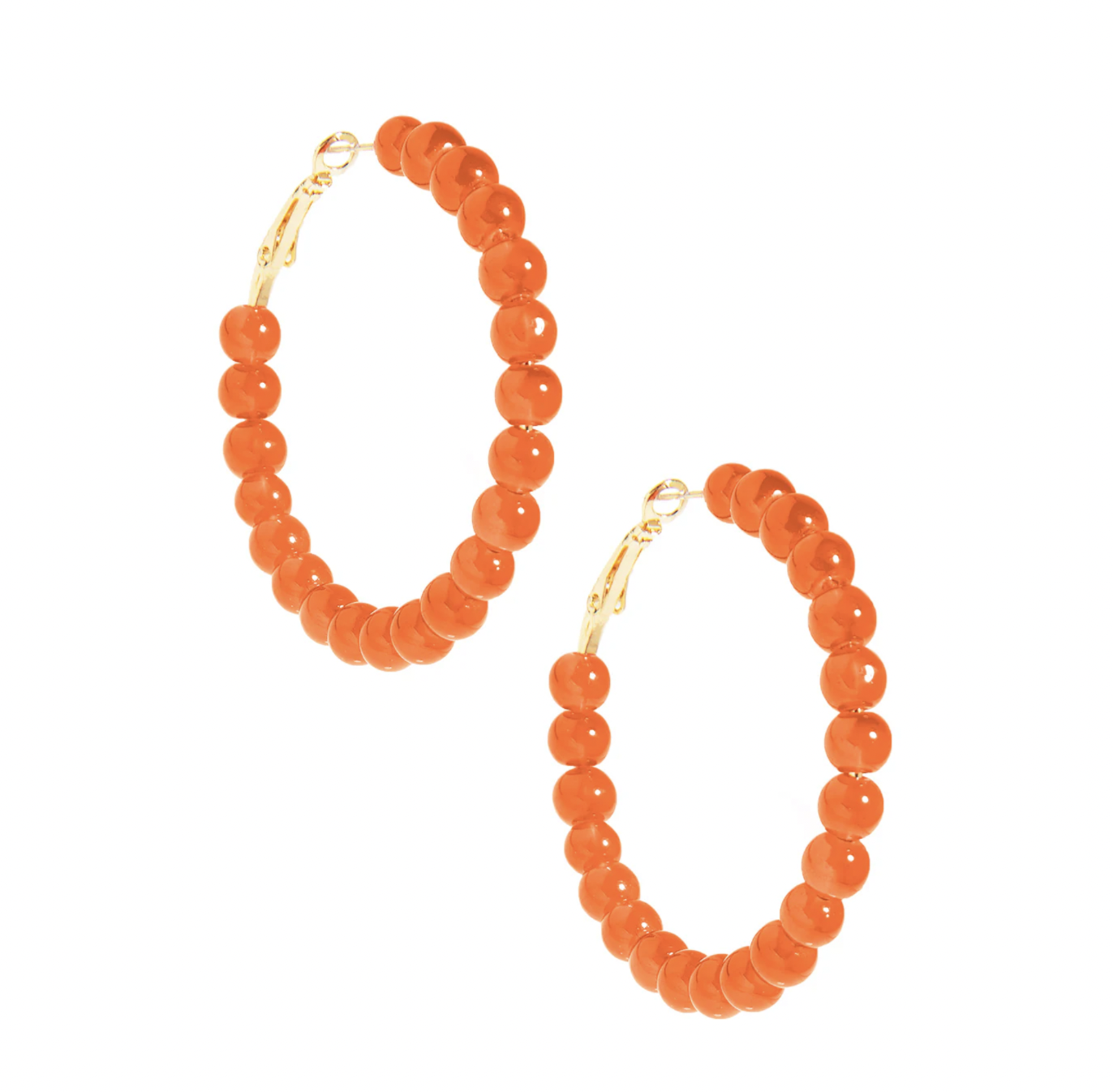 Medium Glass Bead Hoop Earring-Orange