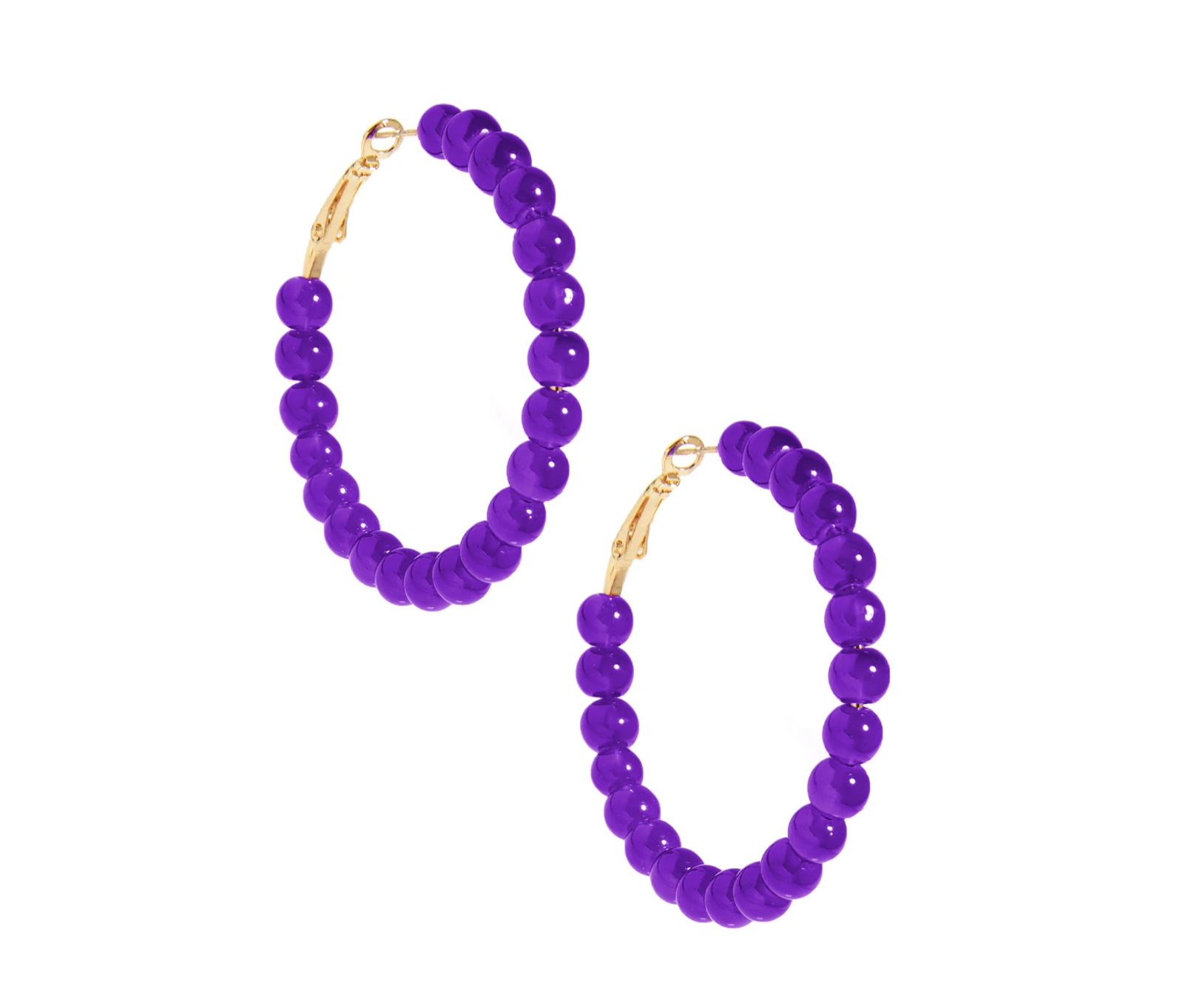 Medium Glass Bead Hoop Earring-Purple