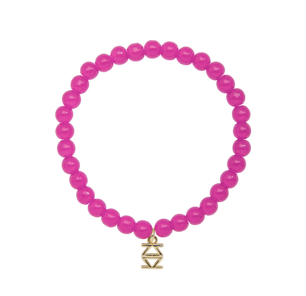Small Glass Beaded Bracelet-Hot Pink