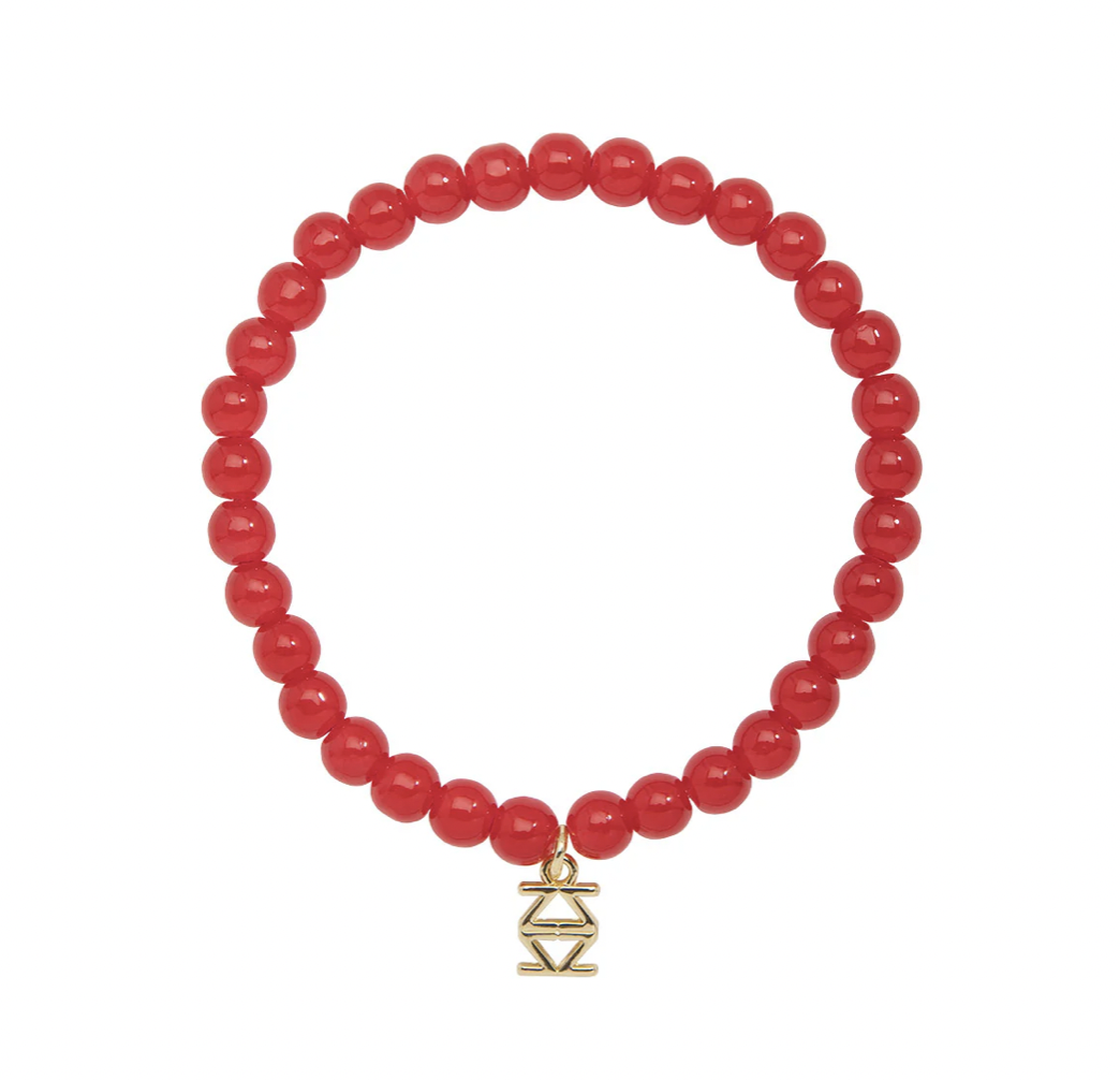 Small Glass Beaded Bracelet-Red