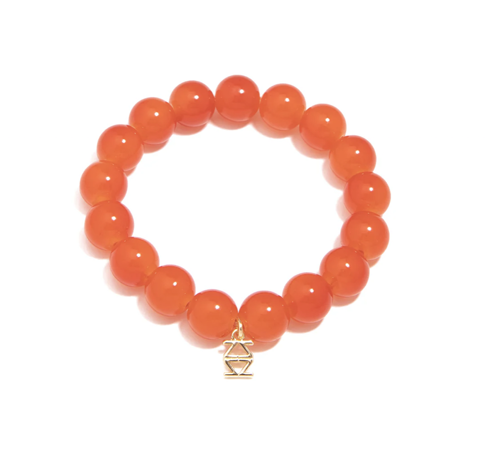 Large Glossy Glass Beads Bracelet-Orange
