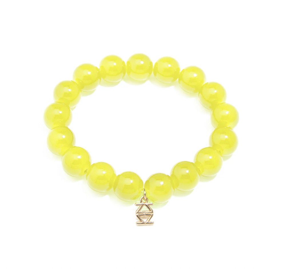 Large Glossy Glass Beads Bracelet-Lime