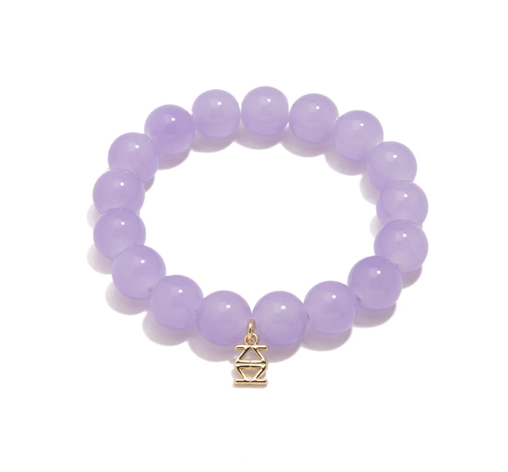 Large Glossy Glass Beads Bracelet-Lavender