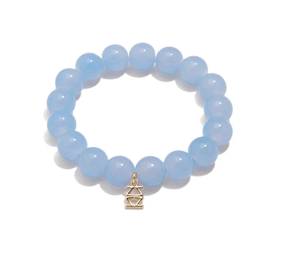 Large Glossy Glass Beads Bracelet-Light Blue