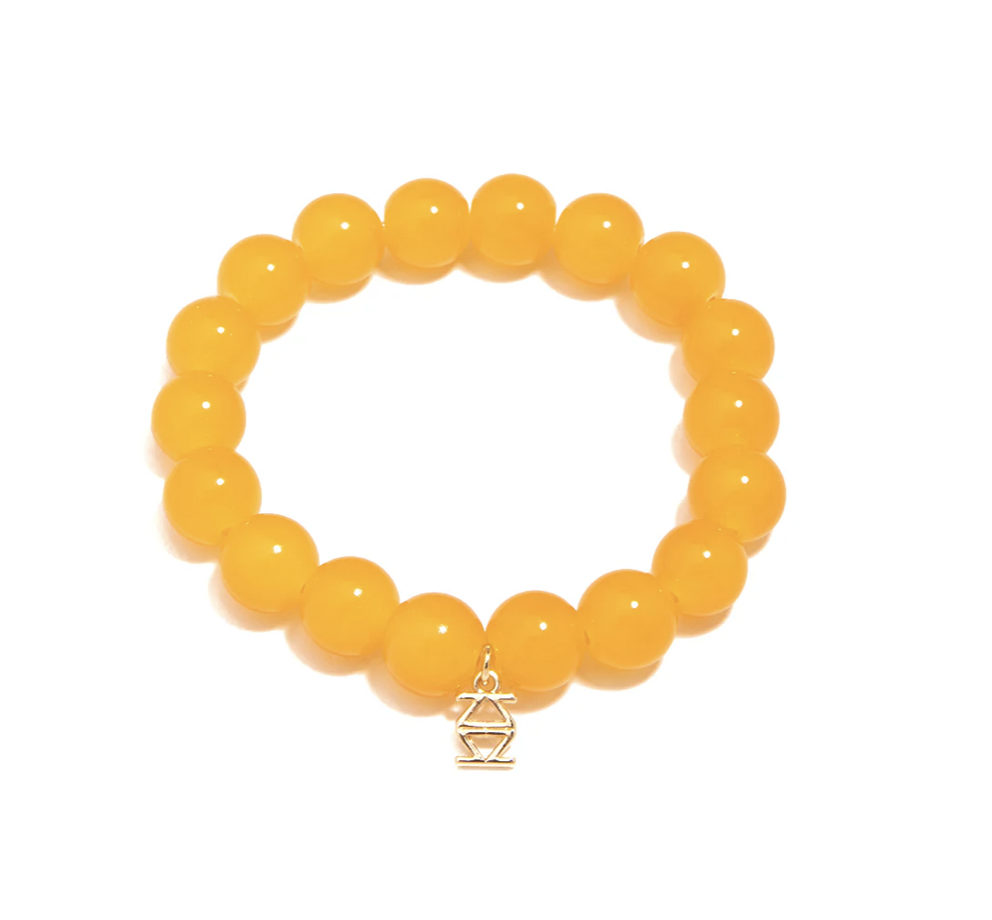 Large Glossy Glass Beads Bracelet-Yellow