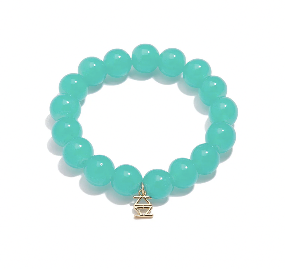 Large Glossy Glass Beads Bracelet-Turquoise