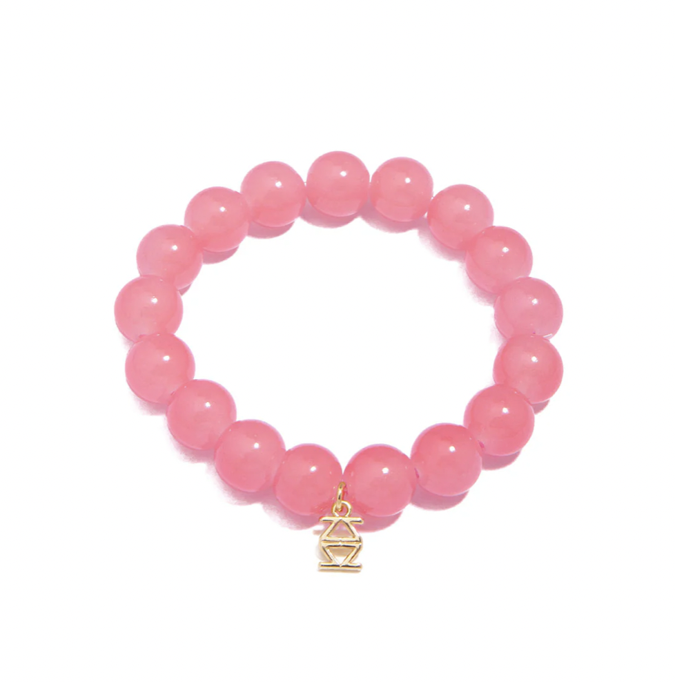 Large Glossy Glass Beads Bracelet-Pink
