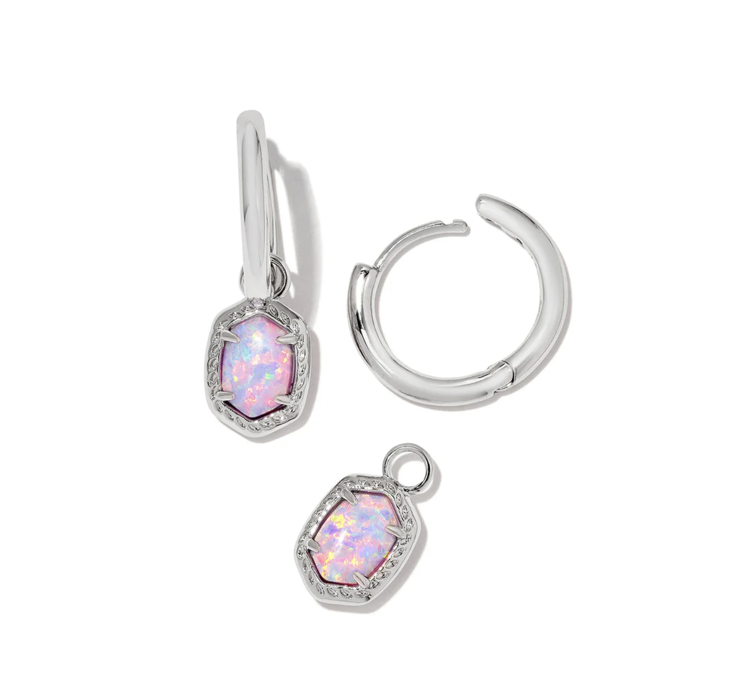 Daphne Framed Huggie Rhod Lilac Opal Earrings