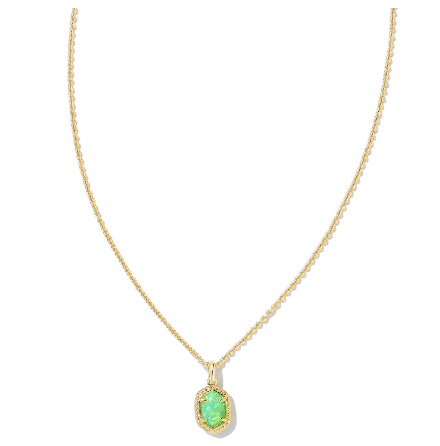 Daphne Framed Pendant Gold Bright Green Opal