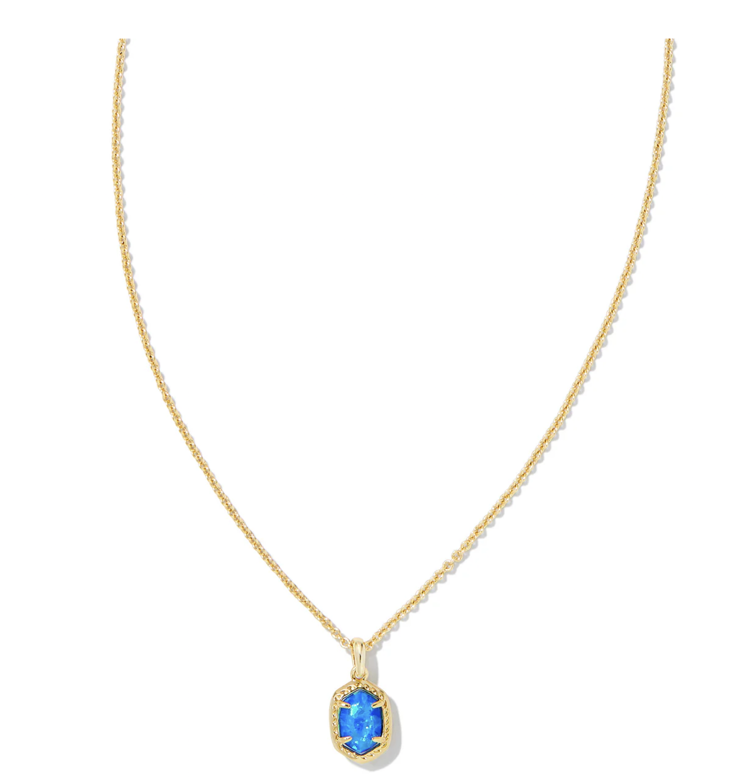 Daphne Framed Pendant Gold Bright Blue Opal