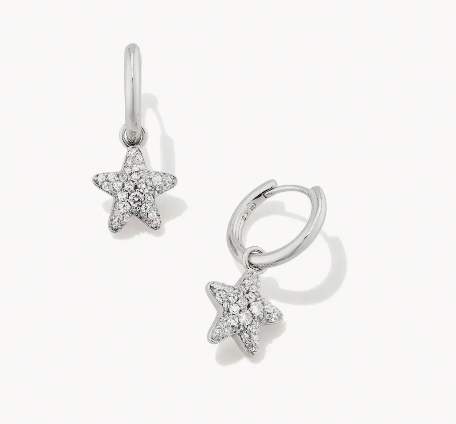 Jae Star Pave Huggie Rhod White Earrings