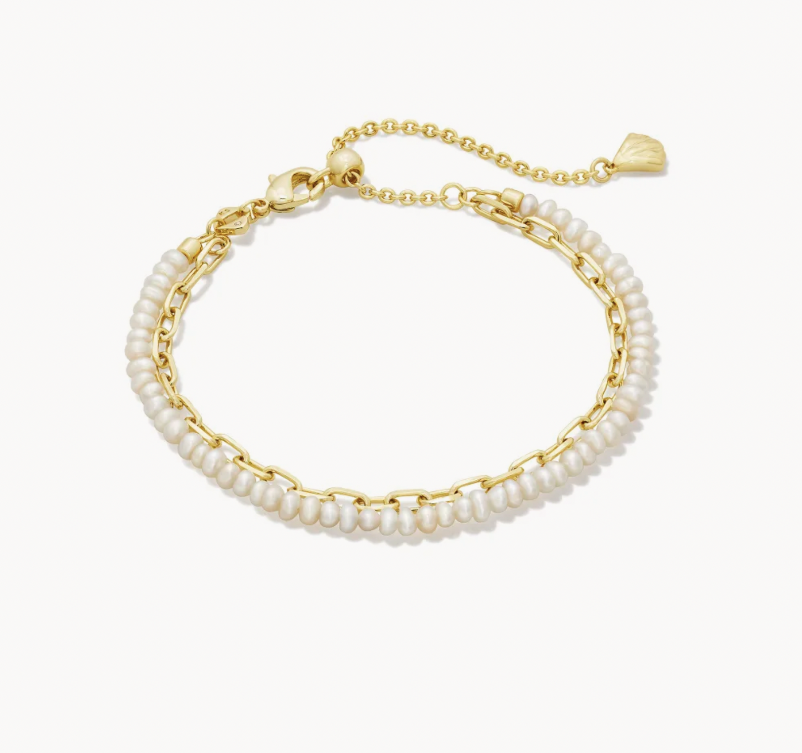 LoLo  Multi Strand Gold White Pearl Bracelet