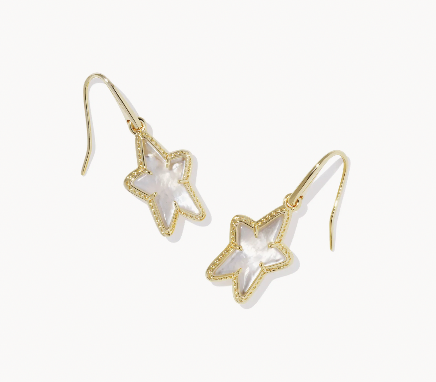 Ada Star Small Drop Earrings Gold Ivory MOP
