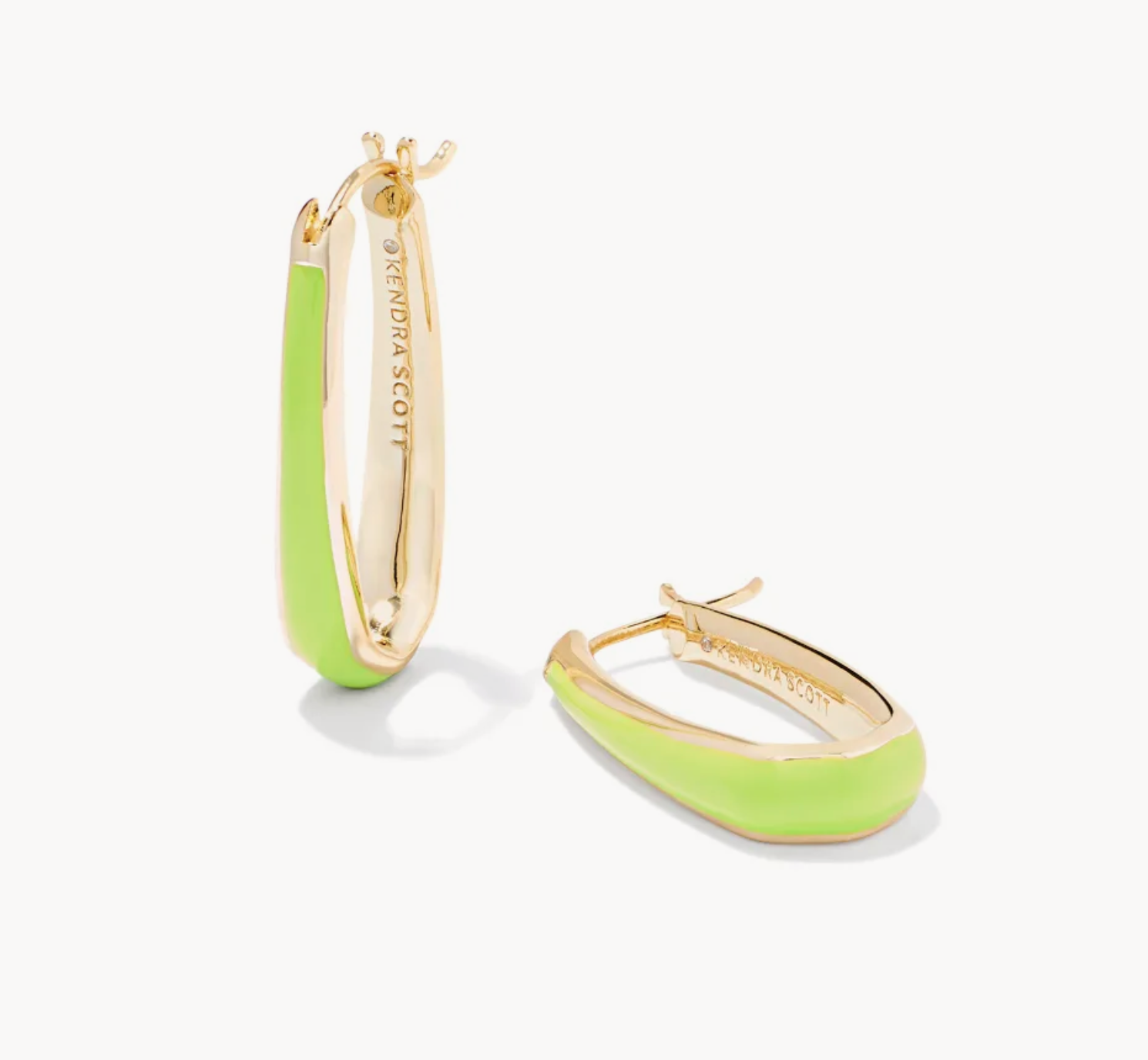 Kelsey Hoop Gold Earrings Chartreuse