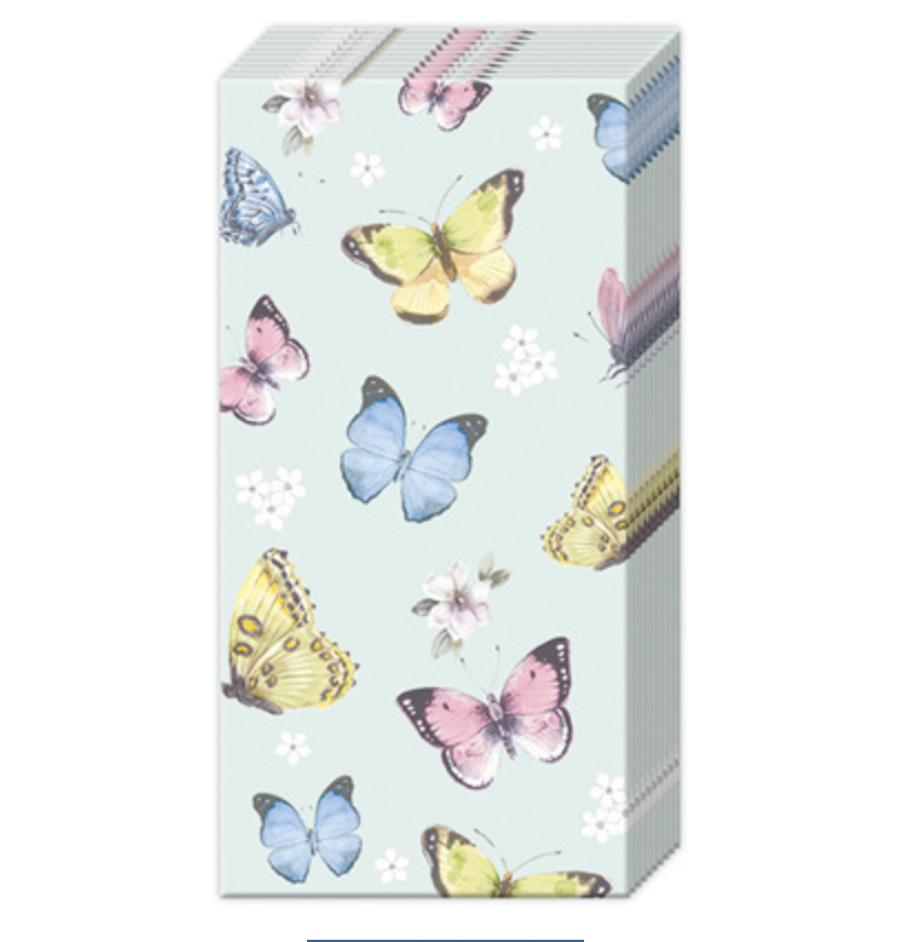 Pocket Tissue-Romantic Butterflies Light Blue