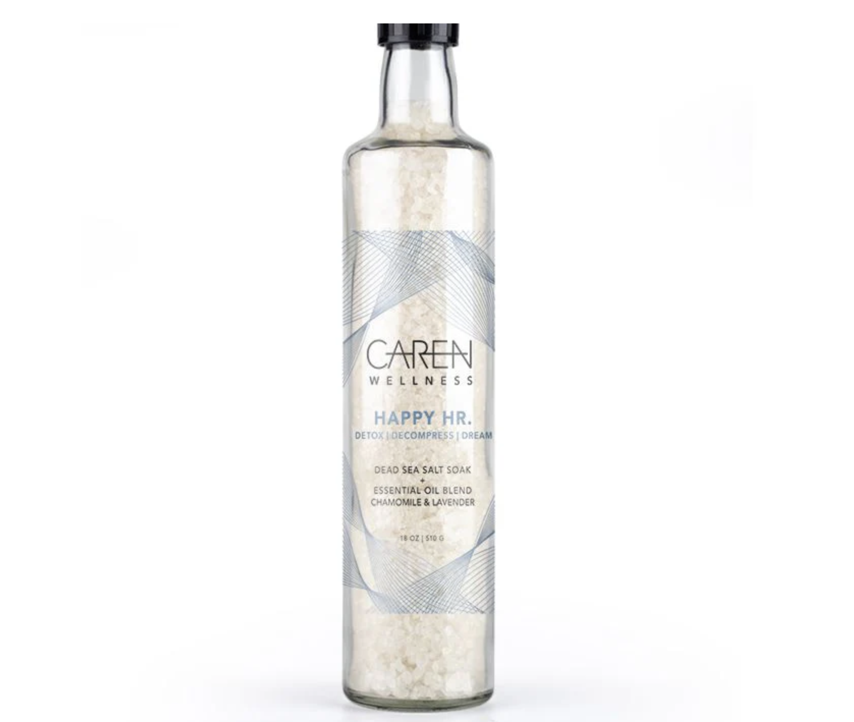 Caren Wellness Happy Hour Sea Salt Soak 18oz Glass Bottle