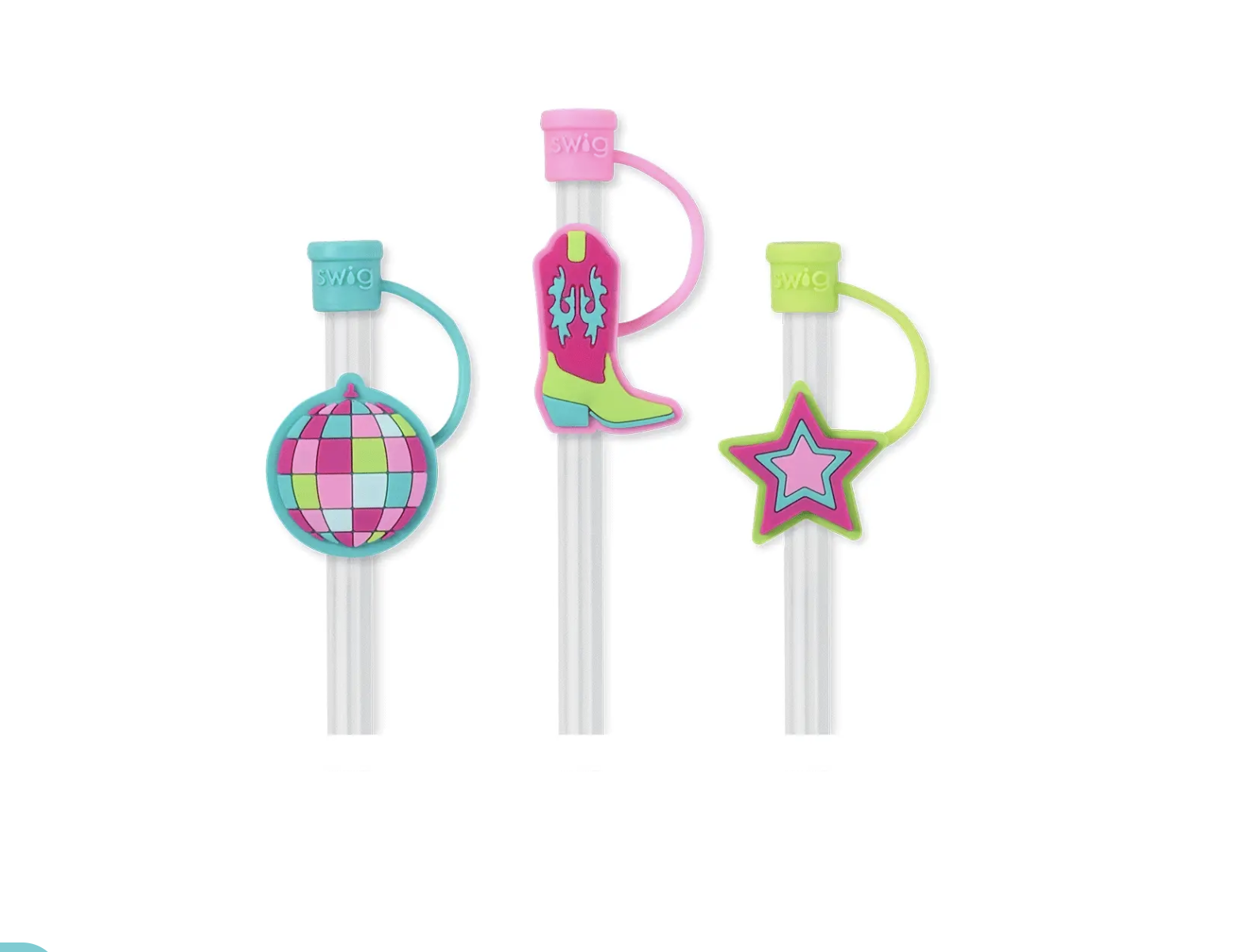 Swig Straw Topper with Protective Cap-Disco Cowgirl