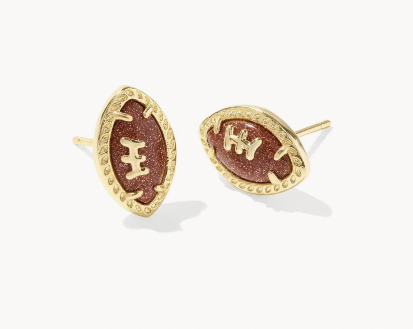 Football Stud Gold/Orange Earring