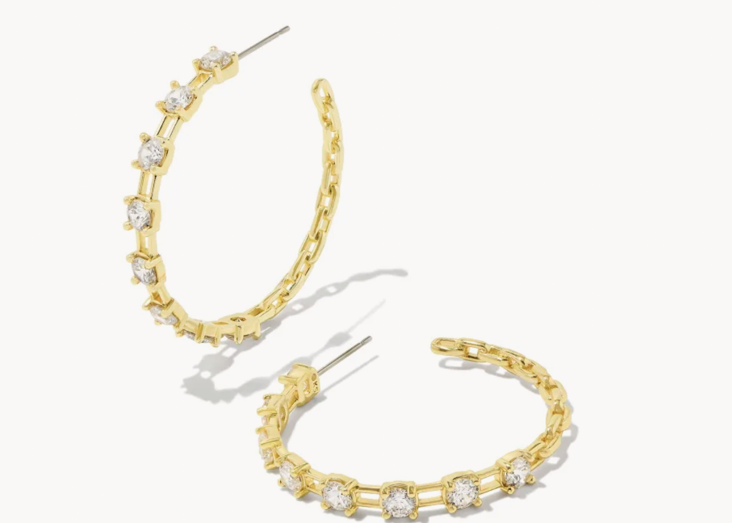 Lexi Hoop Gold White Crystal Earrings