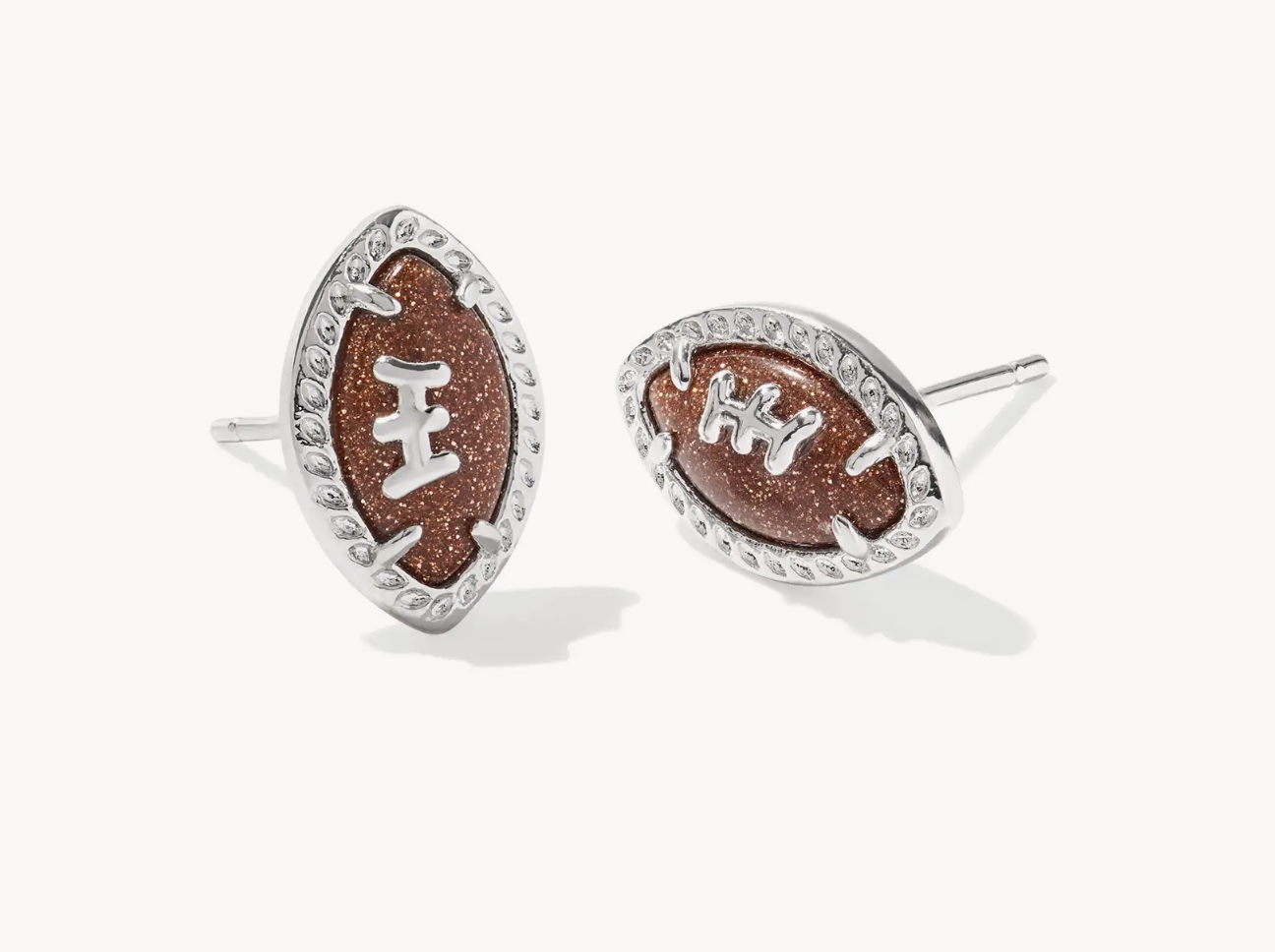 Kendra Scott Football Stud Rhod/Orange Earring