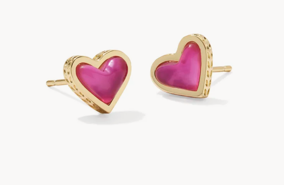 Kendra Scott Framed Ari Heart Stud Gold Nickel Azalea Illusion