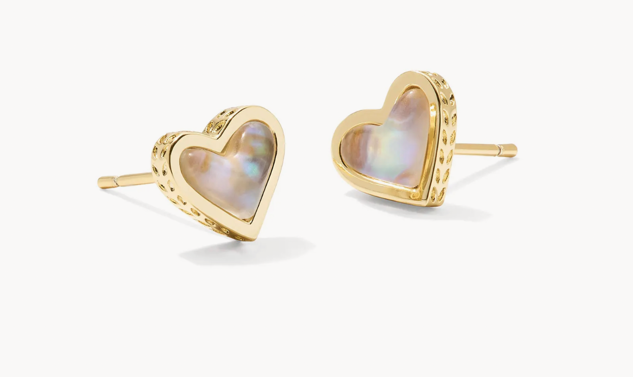 Kendra Scott Framed Ari Heart Stud Gold Iridescent Abalone